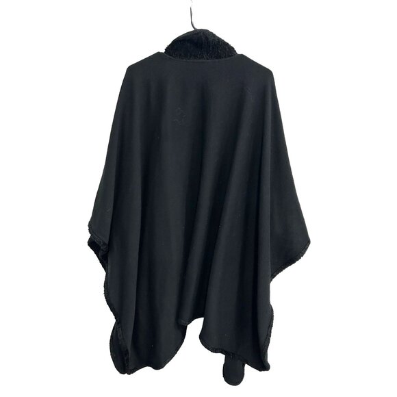 Marks and Spencer St. Michael Shawl Collar Black Wrap Poncho Coat OSFM - Picture 2 of 9